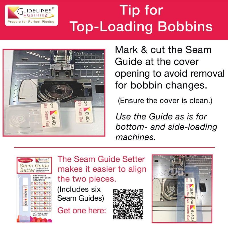 Guidelines4quilting 6-Pack Seam Guides - Peel-and-Stick, Removable Adhesive Leaves No Residue. Accurate Fabric Guide for Sewing. Perfect Height for Double-Layered Fabric. Fits All Sewing Machines - Image 4